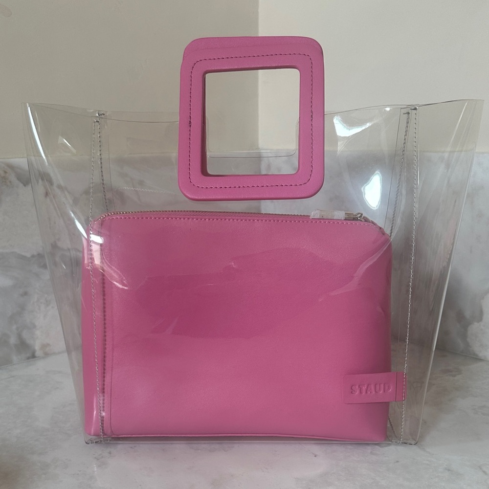 STAUD Pink Transparent Tote Bag